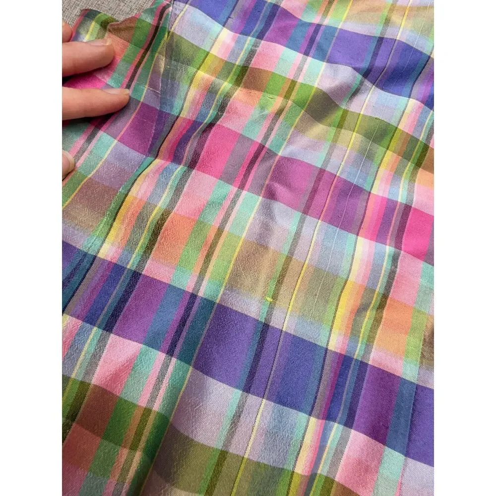 Talbots Kids Girls Size 7 100% Silk Plaid Shift Dress Multicolor Preppy